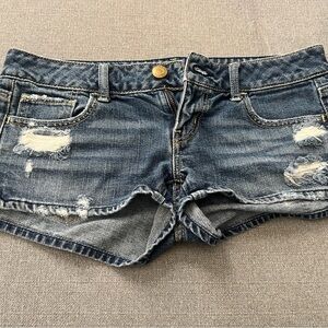 American Eagle Outfitters Blue Jean Shorts Distressed Frayed Hem